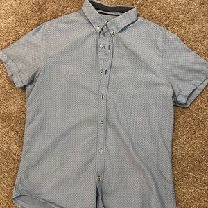Zara Light Blue Patterned Casual Shirt